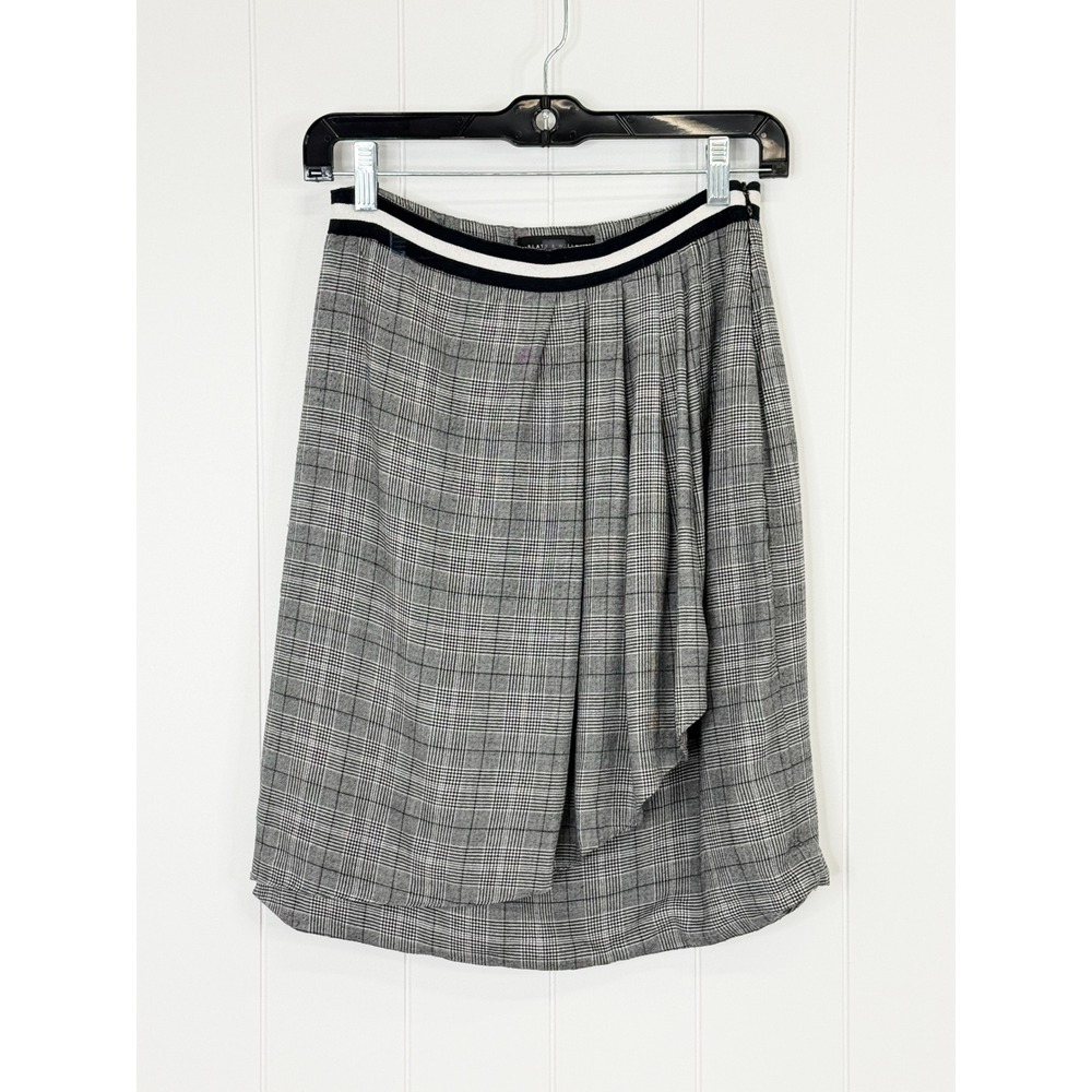 Slate & Willow Glen Plaid Draped Wrap Skirt Women Size 4 Gray Academia Prep